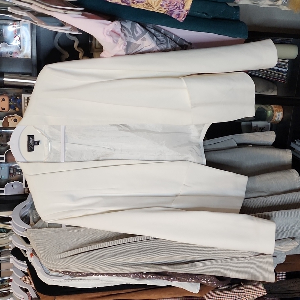 TopShop Open Front White Blazer size 12